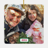 1e Kerst Dubbelzijdige Foto Keramisch Ornament (Achterkant)