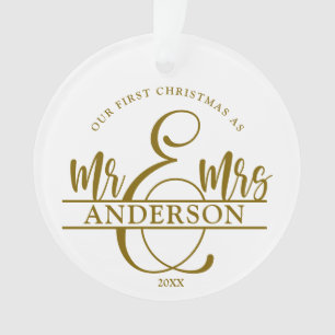 1e kerst een Mr & Mrs Photo Acryl Ornament
