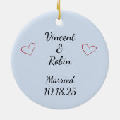 1e kerst getrouwd stel keramisch ornament (Achterkant)