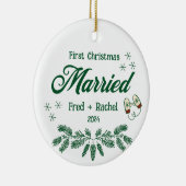 1e kerst Getrouwde Custom Passen getrouwd Keepsake Keramisch Ornament (Rechts)