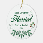 1e kerst Getrouwde Custom Passen getrouwd Keepsake Keramisch Ornament (Links)