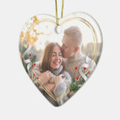 1e Kerst Getrouwde Passen getrouwd Custom Foto Keramisch Ornament (Links)