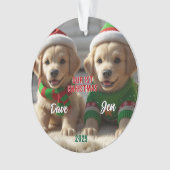 1e Kerst Golden Retriever Gepersonaliseerd Ornament (voorkant)