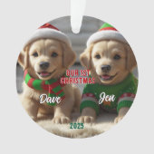 1e Kerst Golden Retriever Gepersonaliseerd Ornament (voorkant)