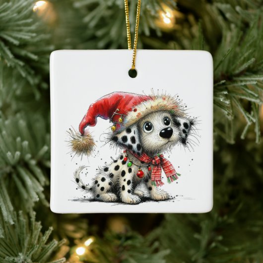 1e kerst grillige Dalmatische Puppy Gepersonalisee Keramisch Ornament (Boom)