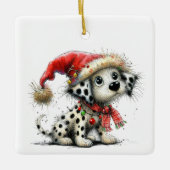 1e kerst grillige Dalmatische Puppy Gepersonalisee Keramisch Ornament (Voorkant)