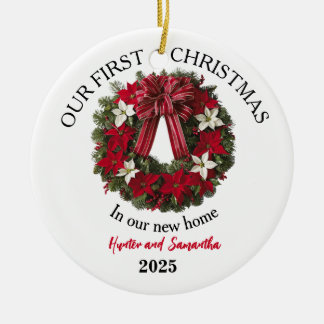 1e kerst-nieuw huis gepersonaliseerde kerstbal keramisch ornament