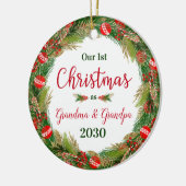 1e kerst Oma Opa foto Keramisch Ornament (Links)