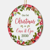 1e kerst Oma Opa foto Keramisch Ornament (Links)