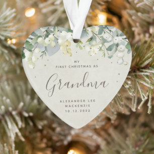 1e kerst Oma/Opa/Iedere familielid Foto Hart Ornament