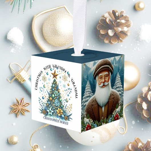 1e kerst Opa Oma 4 Foto Familienaam Decoratie