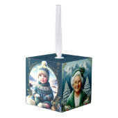 1e kerst Opa Oma 4 Foto Familienaam Decoratie (Achter hoekig)