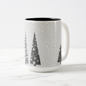 1e Kerst Passen getrouwd Feestelijke Kerstbomen Tweekleurige Koffiemok (Voorkant rechts)