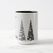 1e Kerst Passen getrouwd Feestelijke Kerstbomen Tweekleurige Koffiemok (Center)