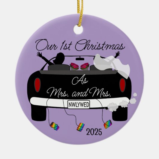 1e Kerst Passen getrouwd Vrouwen Keramisch Ornamen Keramisch Ornament (Voorkant)