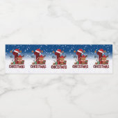 1e kerst Santa-hoed Witte Sneeuw Baby Rendier Waterfles Etiket (Enkel label)