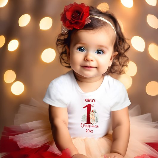 1e kerst Schattige herten bos naam meisje