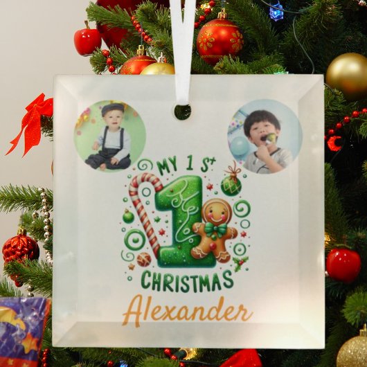 1e kerst snoepriet peperkoek foto ornament