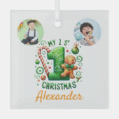1e kerst snoepriet peperkoek foto ornament (Voorkant)
