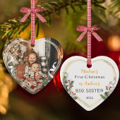 1e kerstdag Big Sis Love Holly Pine Gold Lijst Keramisch Ornament