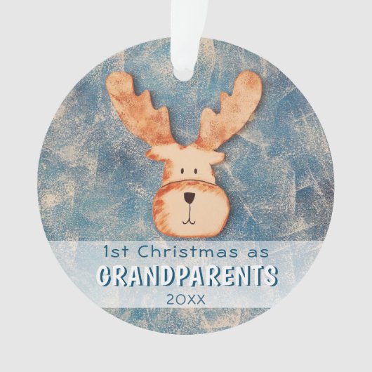 1e kerstfeest als grootouders Schattige herten Vak Ornament (voorkant)