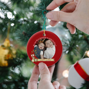 1e kerstfeest als grote broer aangepaste foto/naam keramisch ornament