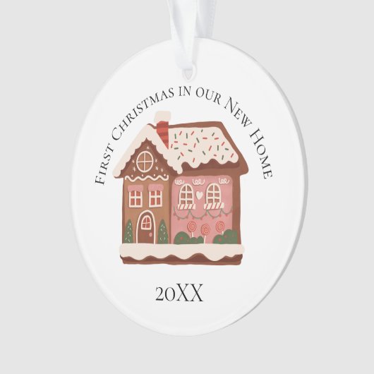 1e kerstfeest in ons nieuwe huis van peperkoek ornament (voorkant)