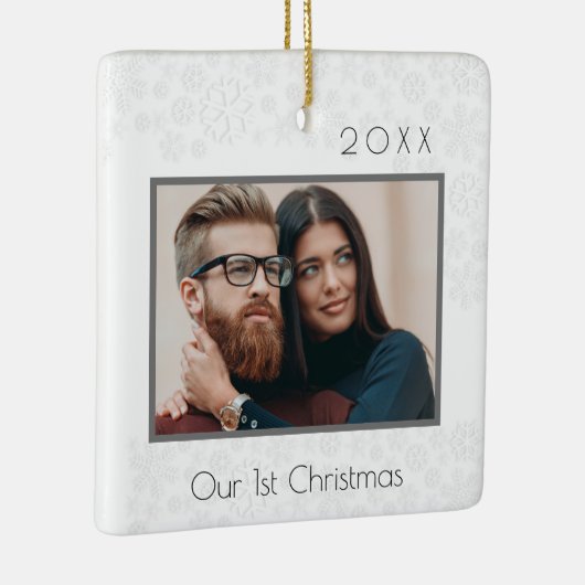 1e kerstfoto als koppel  keramisch ornament (Rechts)