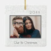 1e kerstfoto als koppel  keramisch ornament (Achterkant)