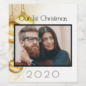 1e kerstfoto als koppel wijn etiket (Enkel label)