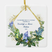 1e kerstfoto Eenvoudige Greenery Crystal Keramisch Ornament (Voorkant)