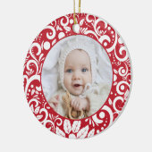 1e kerstfoto Elegant feestelijk Keramisch Ornament (Links)