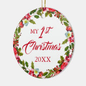 1e kerstfoto keramisch ornament (Links)