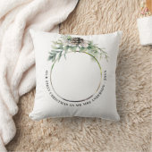 1e kerstfoto pasgetrouwden wit groen kussen (Deken)