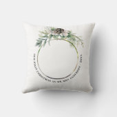 1e kerstfoto pasgetrouwden wit groen kussen (Achterkant)