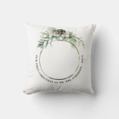 1e kerstfoto pasgetrouwden wit groen kussen (Voorkant)