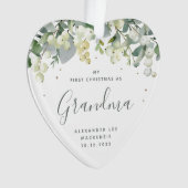 1e kerstfoto van grootouder/verwant met hart ornament (voorkant)
