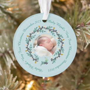 1e Kersthert met krans Teal Acryl Ornament