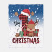 1e Kerstman Hoed Witte Sneeuw Baby Rendier Fleece Deken (Voorkant)