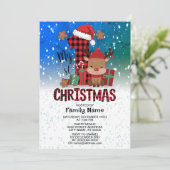 1e Kerstman Hoed Witte Sneeuw Baby Rendier Kaart (Staand voorkant)