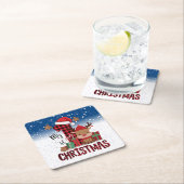 1e Kerstman Hoed Witte Sneeuw Baby Rendier Kartonnen Onderzetters (Insitu)