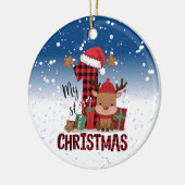 1e Kerstman Hoed Witte Sneeuw Baby Rendier Keramisch Ornament (Links)