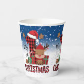 1e Kerstman Hoed Witte Sneeuw Baby Rendier Papieren Bekers (Voorkant)
