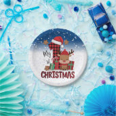 1e Kerstman Hoed Witte Sneeuw Baby Rendier Papieren Bordje (Feest)