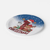 1e Kerstman Hoed Witte Sneeuw Baby Rendier Papieren Bordje (Gekanteld)