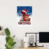 1e Kerstman Hoed Witte Sneeuw Baby Rendier Poster (Thuiskantoor)