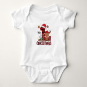 1e Kerstman Hoed Witte Sneeuw Baby Rendier Romper (Voorkant)