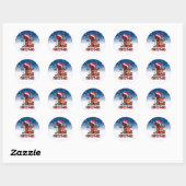 1e Kerstman Hoed Witte Sneeuw Baby Rendier Ronde Sticker (Vel)