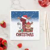 1e Kerstman Hoed Witte Sneeuw Baby Rendier Servet (Insitu)