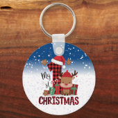 1e Kerstman Hoed Witte Sneeuw Baby Rendier Sleutelhanger (Voorkant)